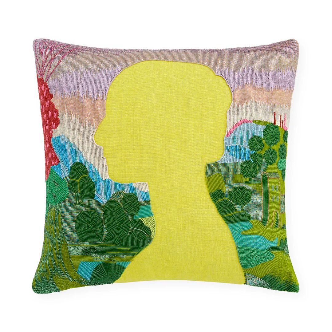 JONATHAN ADLER Renaissance Landscape Beaded Pillow