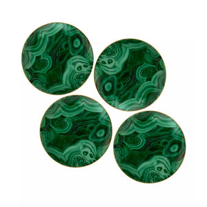 L'OBJET 4-Piece Malachite 24K Gold-Trimmed Porcelain Dessert Plates