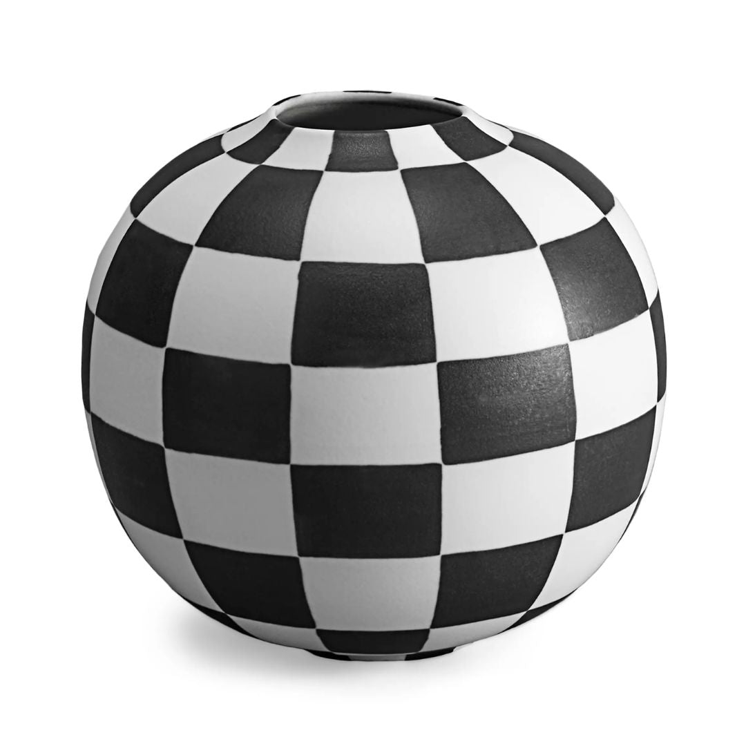 L'OBJET Atelier Damier Check Vase in Black & White