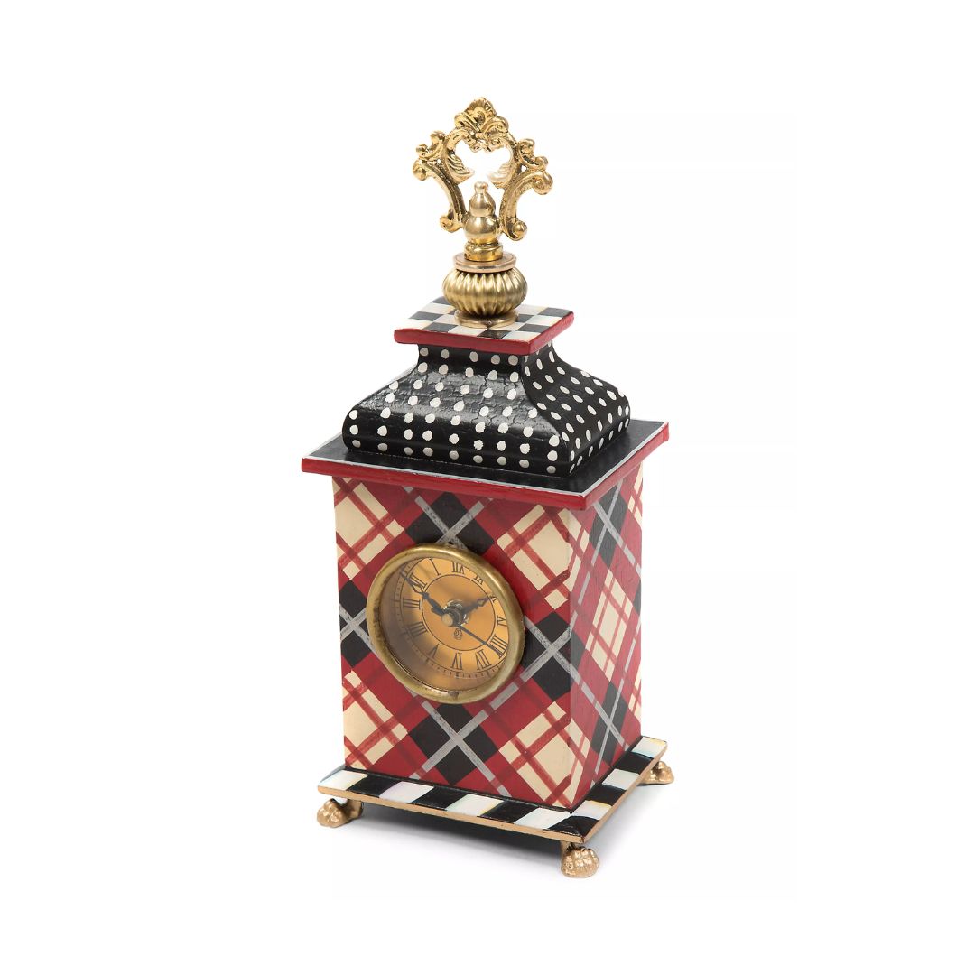 MACKENZIE-CHILDS Marylebone Wood & Brass Carriage Clock