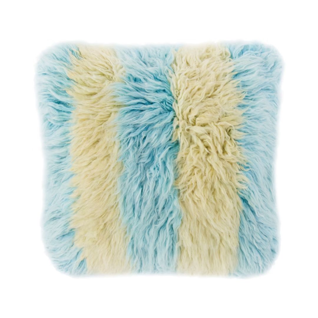 MUSH STUDIOS The Pinched Cushion in Blue & Yellow 