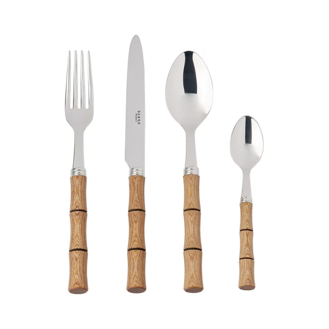 SABRE Tan Bamboo Flatware Set 24 pcs