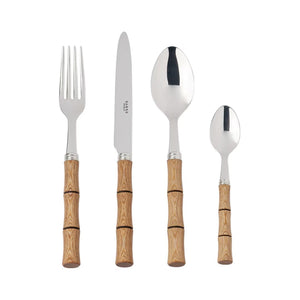 SABRE Tan Bamboo Flatware Set 24 pcs