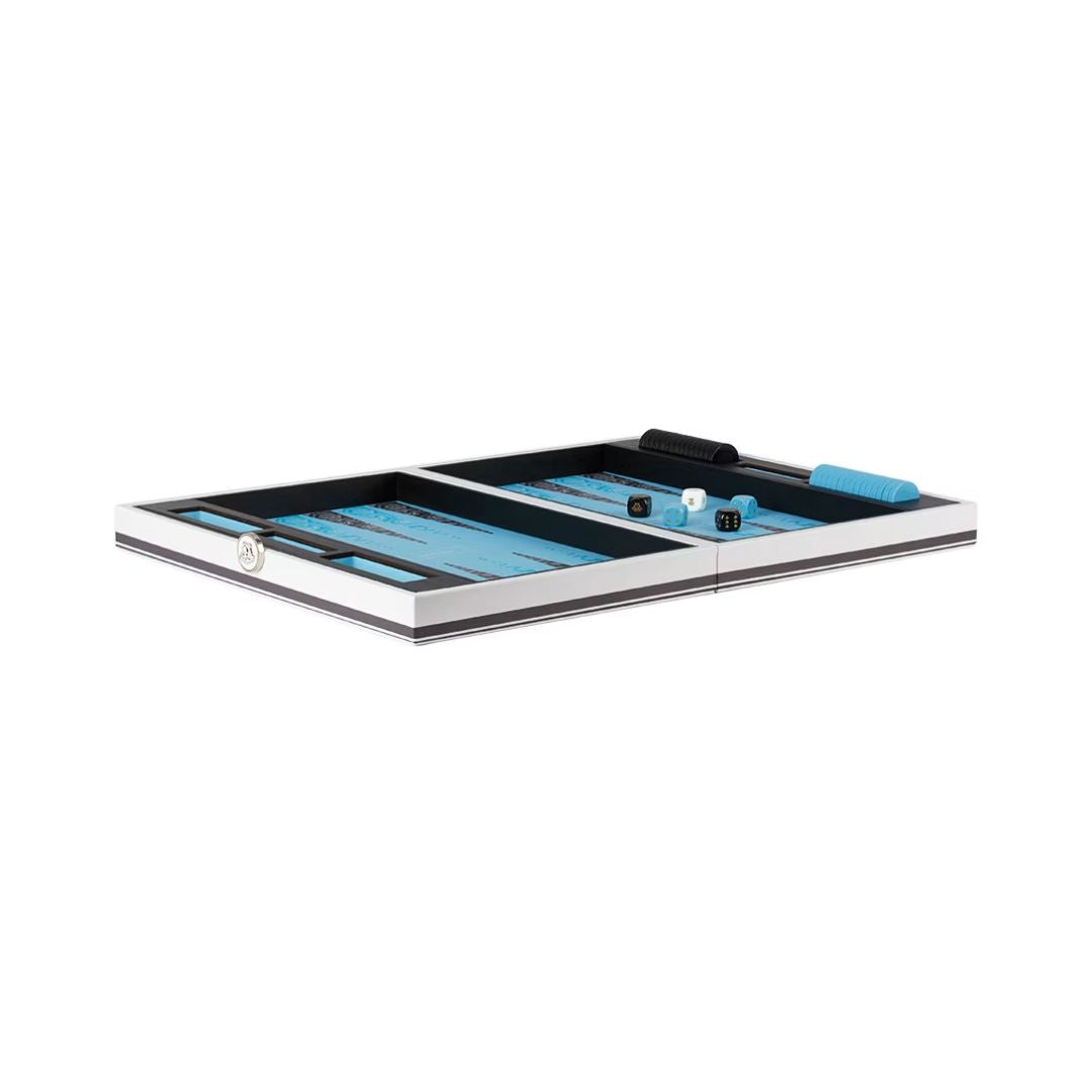 VERSACE Barocco Backgammon Set in Black & Blue