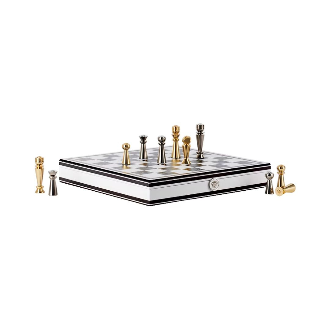 VERSACE Barocco Checkers & Chess Set in Black