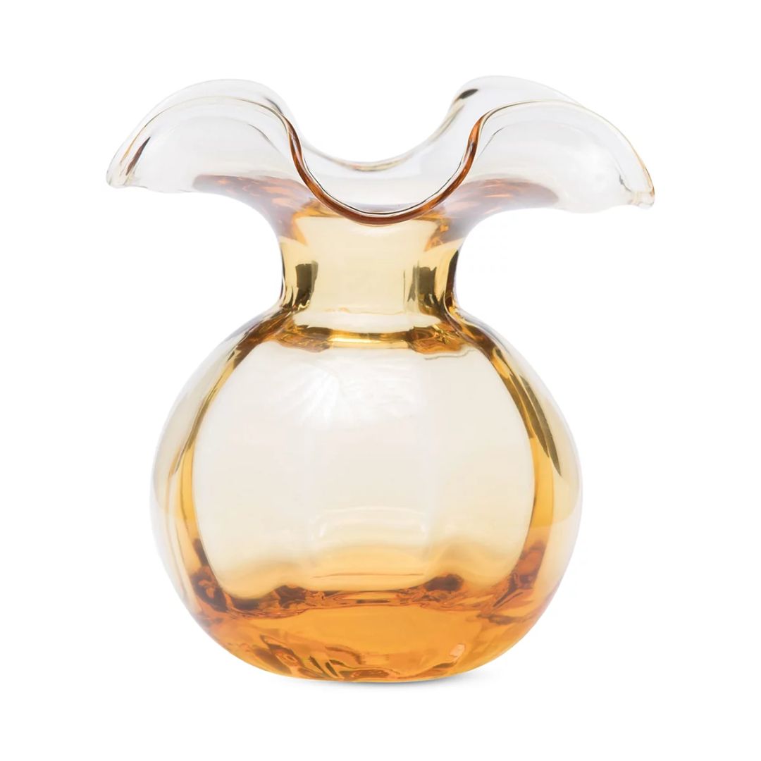VIETRI Hibiscus Glass Medium Fluted Vase in Amber